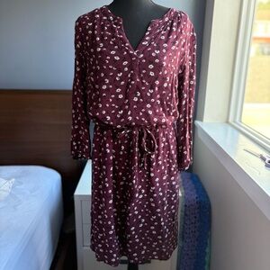 Caslon Burgundy Long Sleeve Dress